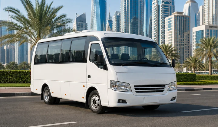 White passenger minibus