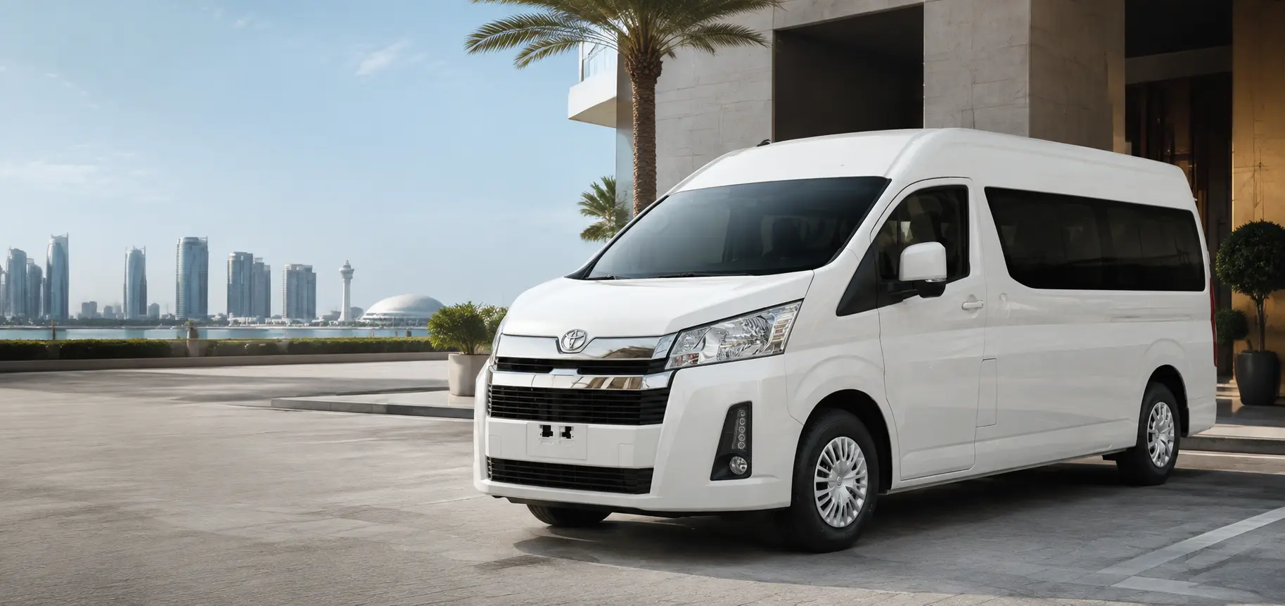12 seater passenger van with driver for group transport in Abu Dhabi