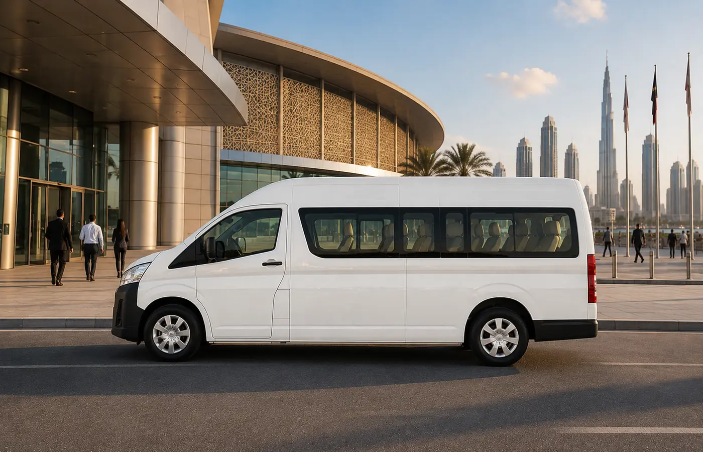 Additional view of a 13 seater van used for Dubai and UAE group transport