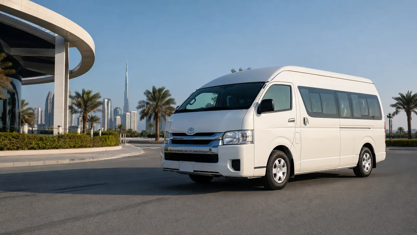 15 seater van for rent in Dubai for airport, staff and group transport