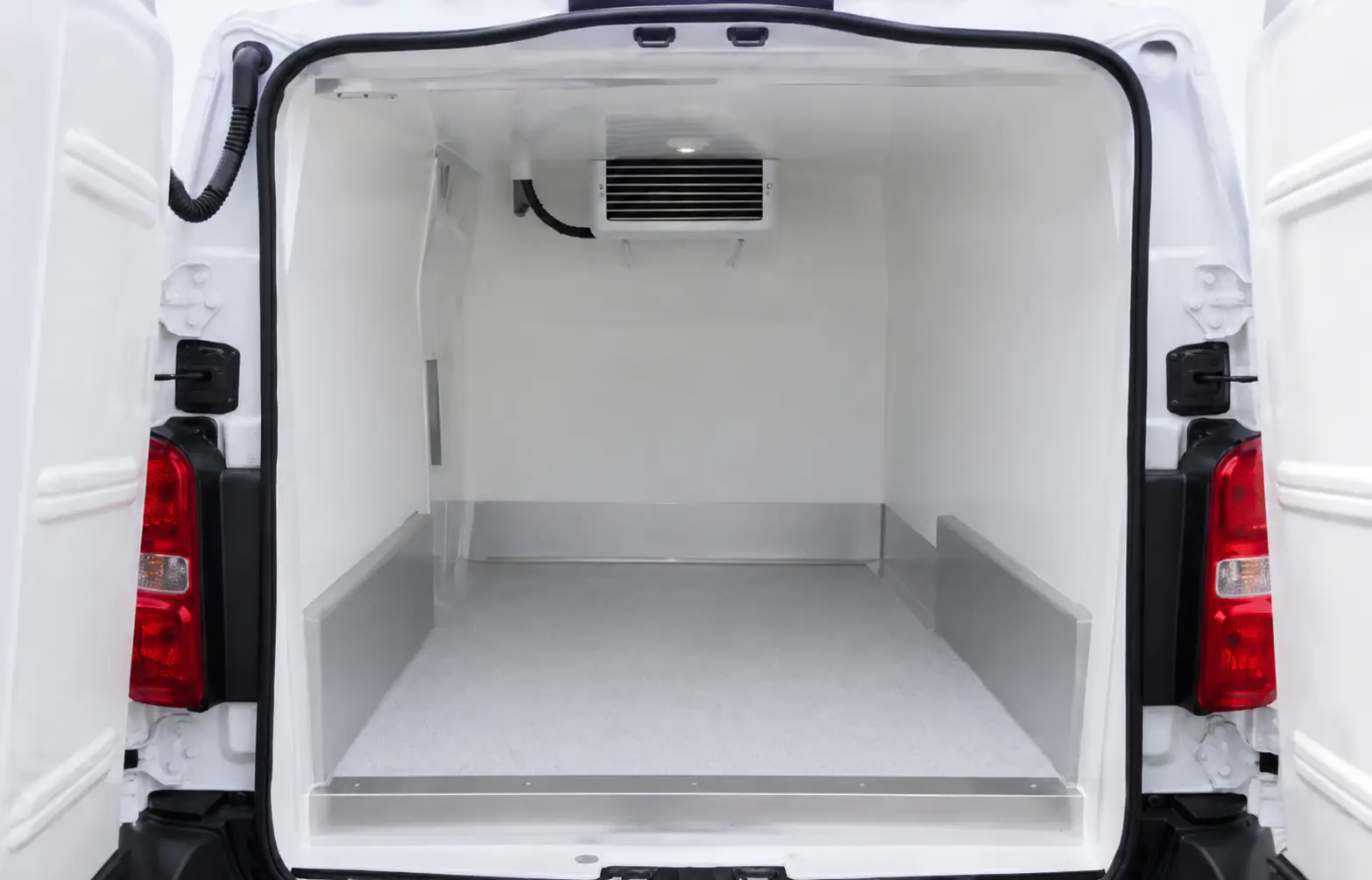 Insulated refrigerated cargo interior inside a chiller van