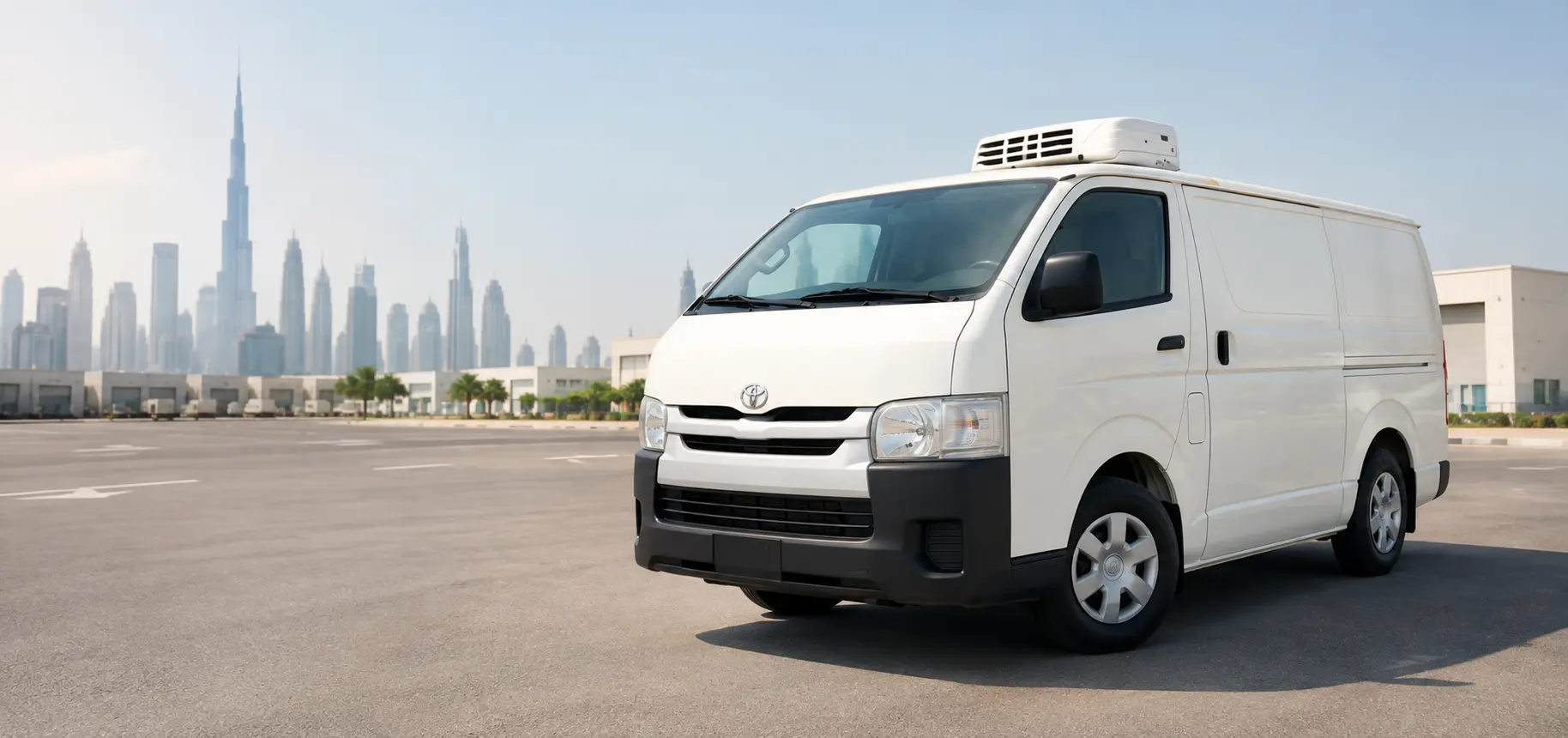 Chiller van with driver for temperature-controlled delivery in Dubai