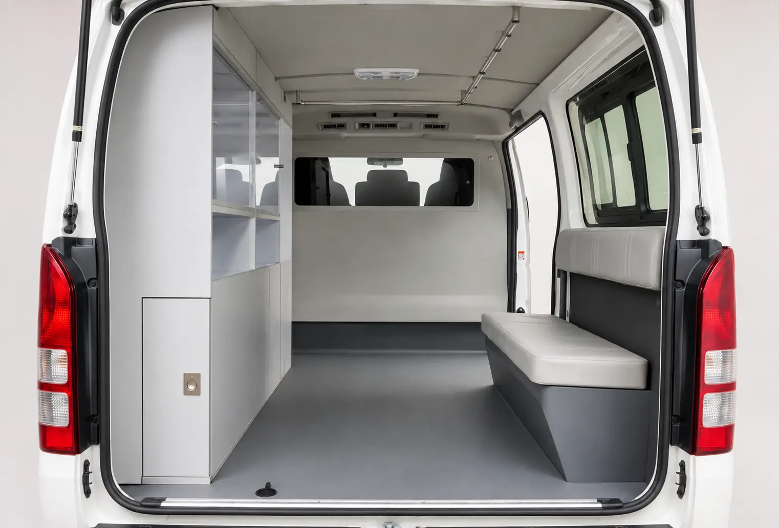 Interior cargo space of a delivery van used for business deliveries