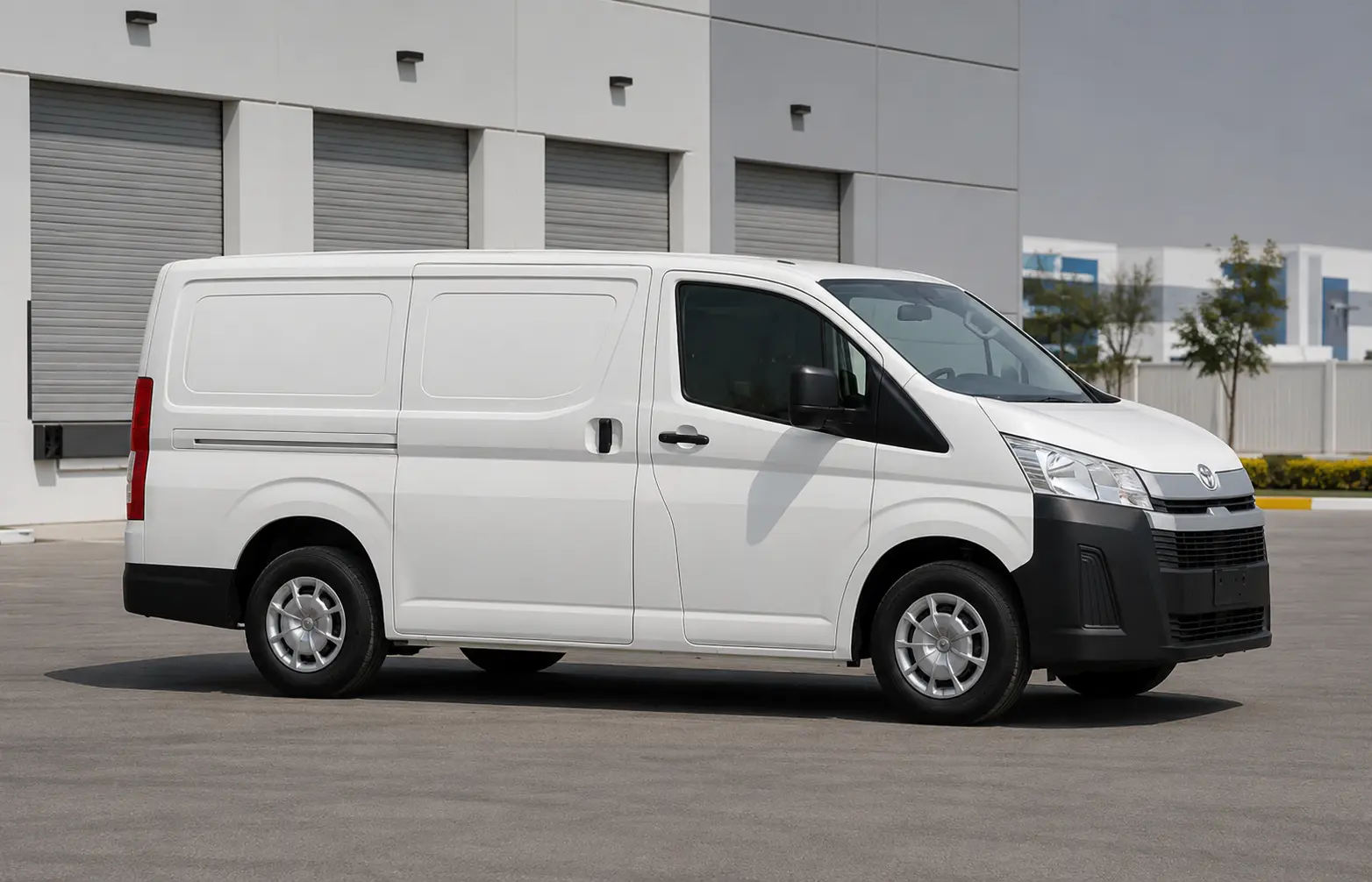 Side view of a commercial delivery van used for Dubai business logistics