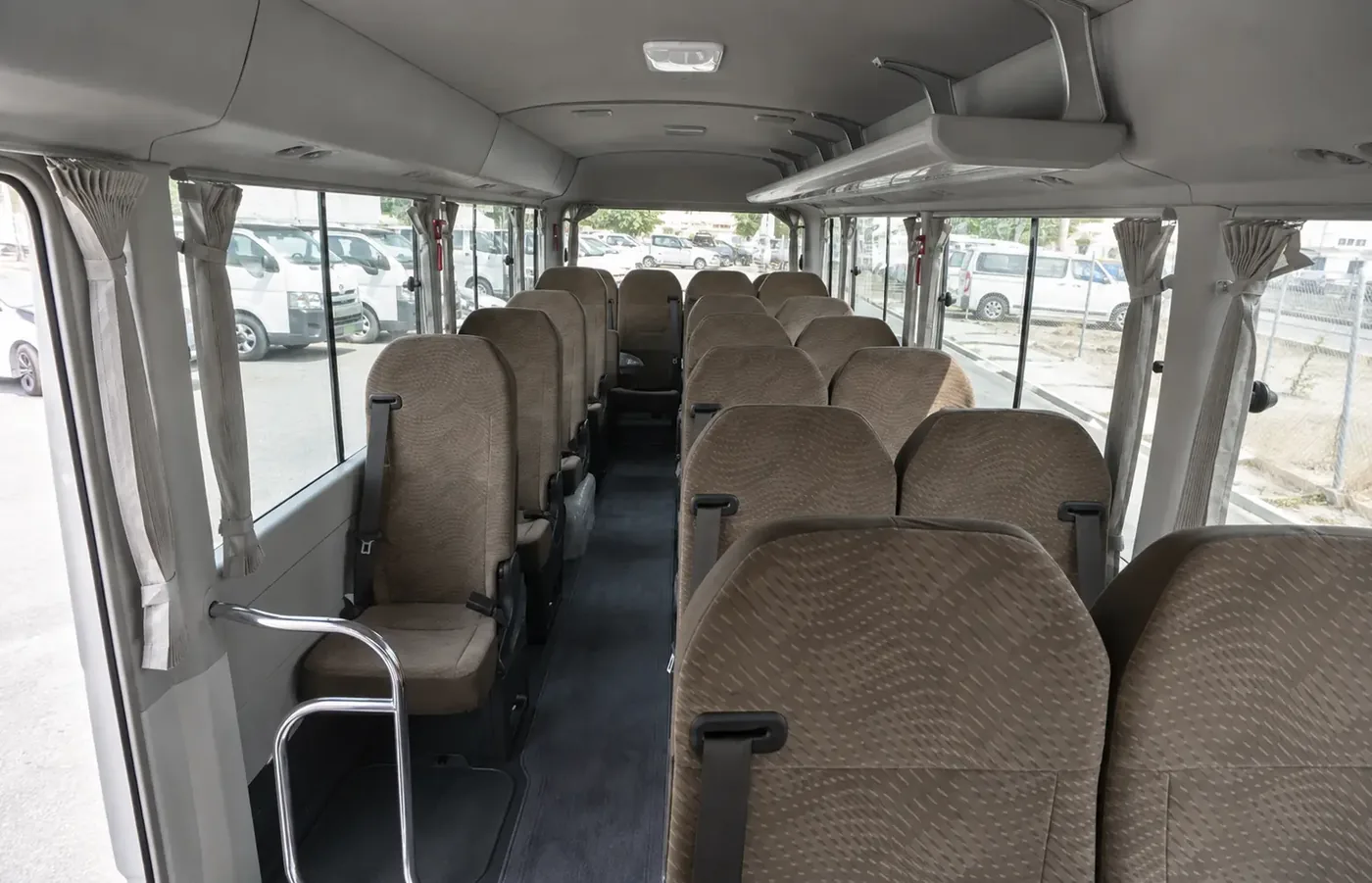 Passenger cabin and comfort features inside a Dubai minibus