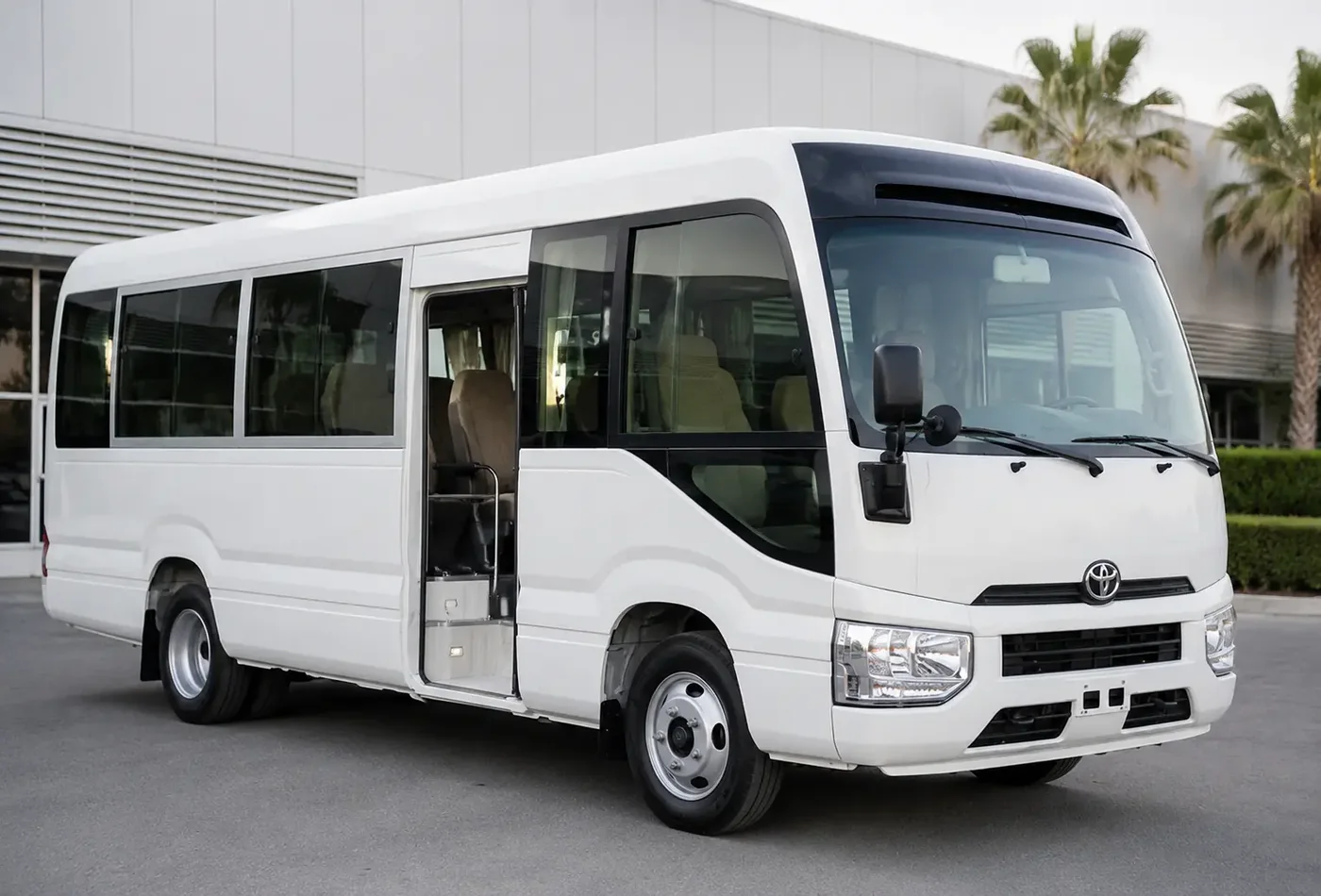 Side passenger access and entry configuration on a Dubai minibus