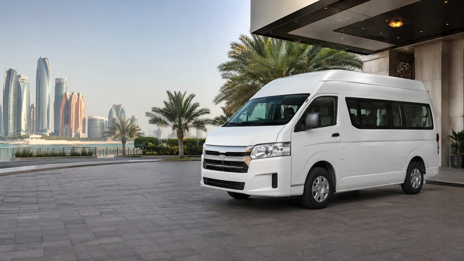 Passenger van rental Abu Dhabi with driver