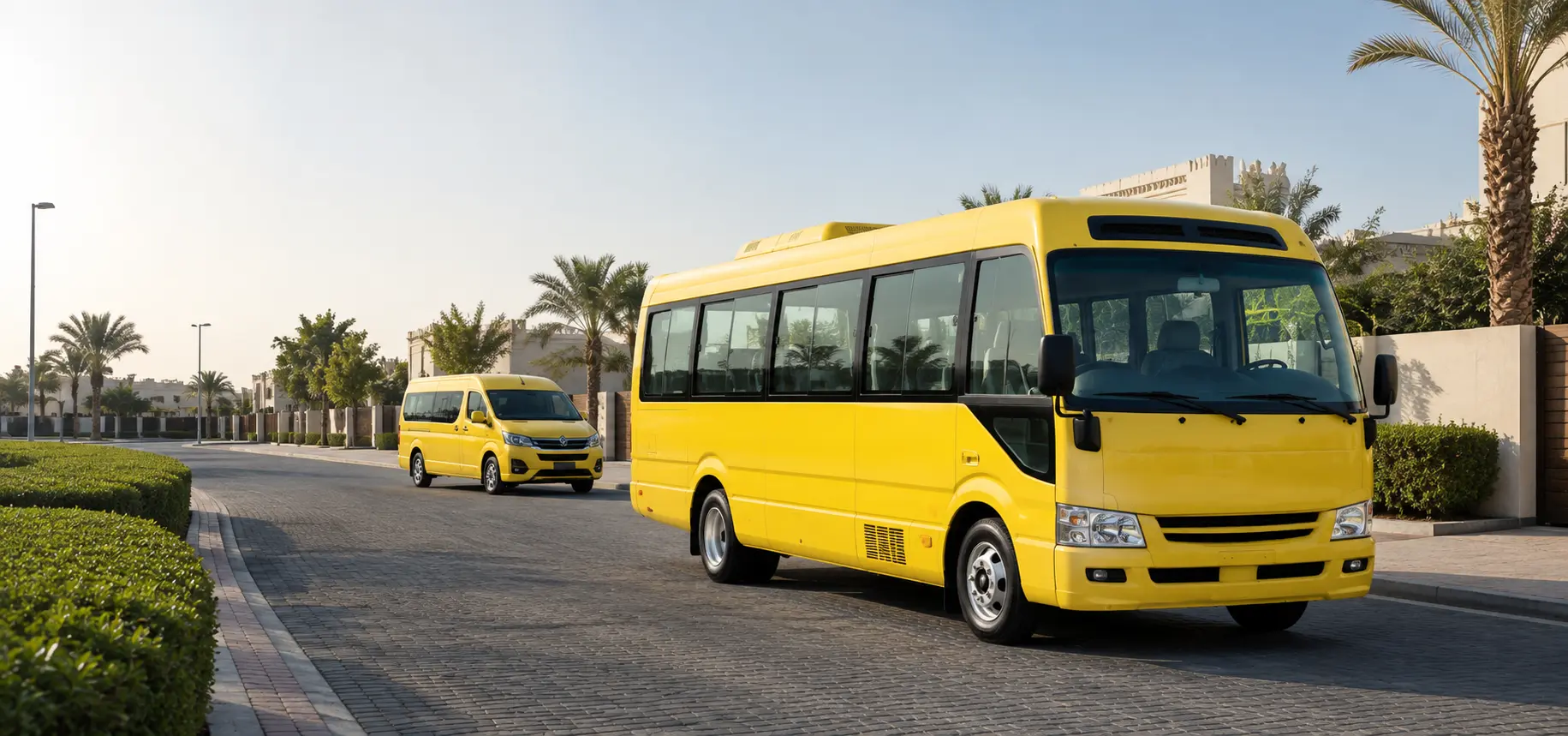 School pick and drop service in Dubai with student transport vehicles