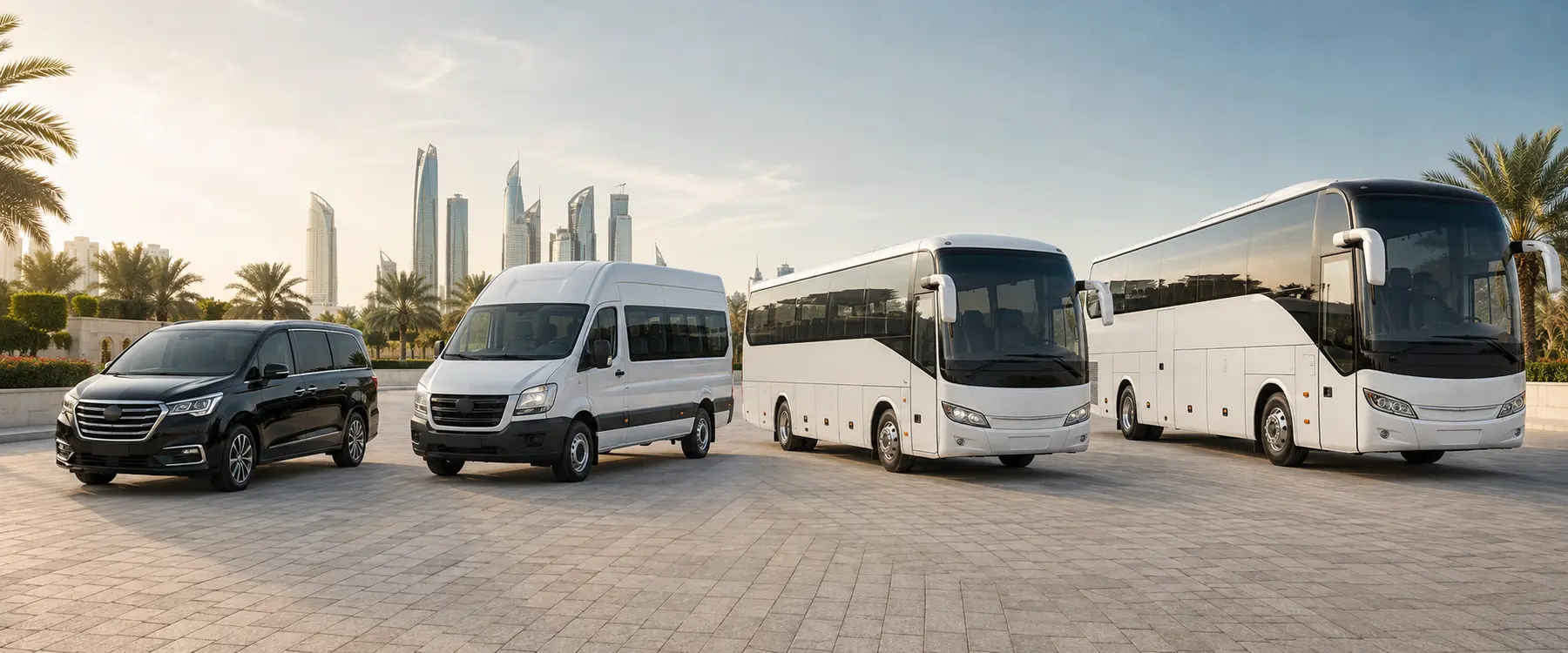 Bus World vehicles available for UAE city tours and inter-emirate sightseeing trips.